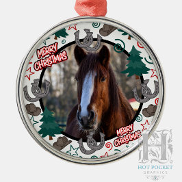 Op maat gemaakt gepersonaliseerd paard foto Kerstm Metalen Ornament
