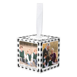 Op maat gemaakt geruit kerstcadeau voor grootouder decoratie