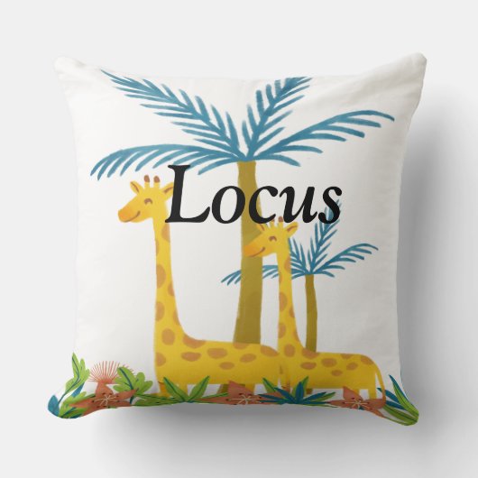 Op maat gemaakt gesigneerd safari bosdieren kinder kussen (Voorkant)