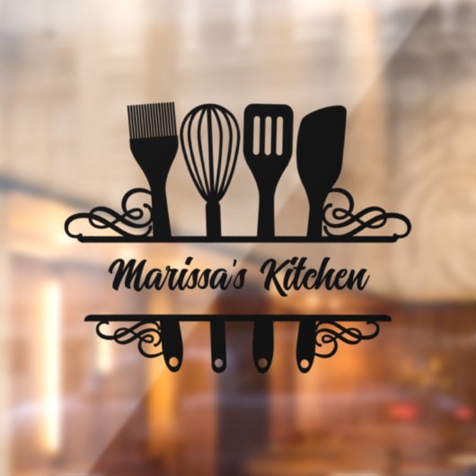 Op maat gemaakt gesplitst keukenmonogram raamsticker (Vel 2)