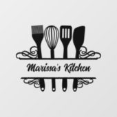 Op maat gemaakt gesplitst keukenmonogram raamsticker (Vel)