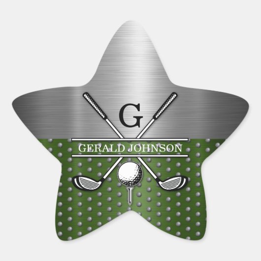Op maat gemaakt golfmonogramontwerp ster sticker (Voorkant)