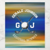 Op maat gemaakt golfmonogramontwerp voor zonsonder wijn etiket (Enkel label)