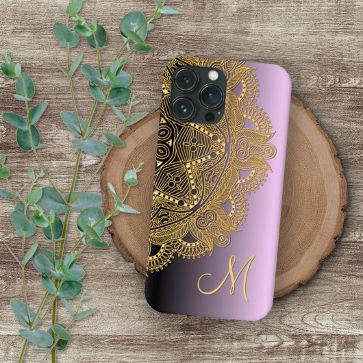 Op maat gemaakt gouden mandala kunstpatroon op roz Case-Mate iPhone case