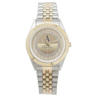 Op maat gemaakt gouden monogramcadeau voor bruilof horloge