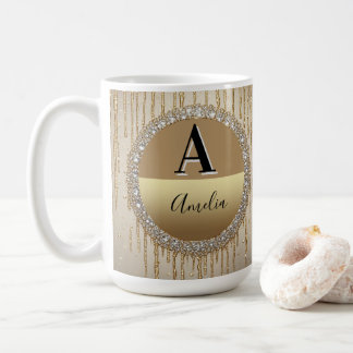 Op maat gemaakt gouden monogramcadeau voor bruilof koffiemok