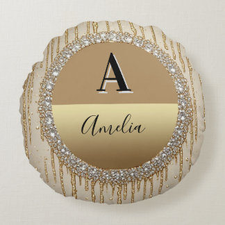 Op maat gemaakt gouden monogramcadeau voor bruilof rond kussen
