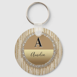 Op maat gemaakt gouden monogramcadeau voor bruilof sleutelhanger