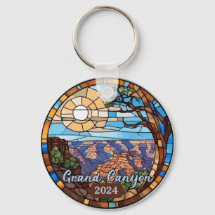Op maat gemaakt Grand Canyon namaak glas-in-lood  Sleutelhanger