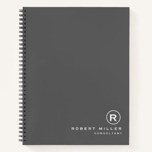 Op maat gemaakt grijs en wit monogram beginletter notitieboek (Voorkant)