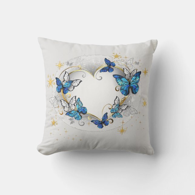Op maat gemaakt hart met vlinders Morpho Kussen (Voorkant)