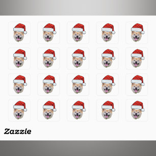 Op maat gemaakt hondenkerstmannenhoofd Foto Kerstm Vierkante Sticker