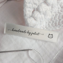 Op maat gemaakt icoon knip en naai satijnen label  lint