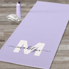 Op maat gemaakt initiële naam monogram paars yogamat