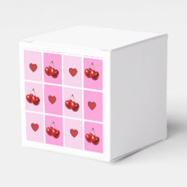 Op maat gemaakt kersen hart schaakbord patroon bedankdoosjes