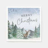 Op maat gemaakt kerstgroen aquarel dennenbos servet (Voorkant)