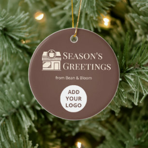 Op maat gemaakt kerstlogo-ornament voor koffiehuiz keramisch ornament