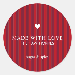 Op maat gemaakt Klassiek Rood Met Liefde Hart Ronde Sticker