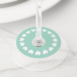 Op maat gemaakt kleur turquoise hart ontwerp wijn  wijnglaslabel