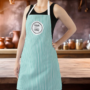 Op maat gemaakt kookschort met logo in turquoise m schort