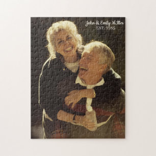 Op maat gemaakt koppel huwelijksjubileum vintage legpuzzel