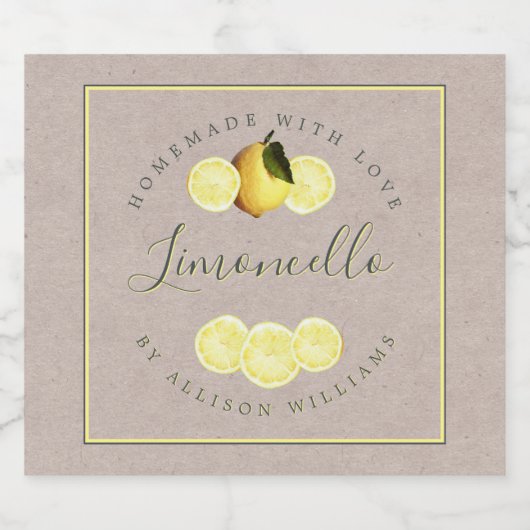 Op maat gemaakt limoncello etiket van kraftpapier (Enkel label)