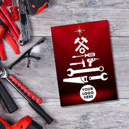 Op maat gemaakt logo aannemer kerstboom gereedscha feestdagenkaart