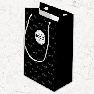 Op maat gemaakt logo bedankpatroon zwart klein cadeauzakje