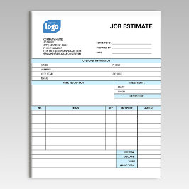 Op maat gemaakt logo bedrijfstaak schatting formul notitieblok