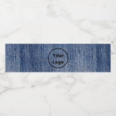 Op maat gemaakt logo blauwe denimprint waterfles etiket (Enkel label)