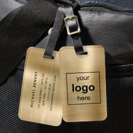 Op maat gemaakt logo gemonogrammeerd goud geborste bagagelabel