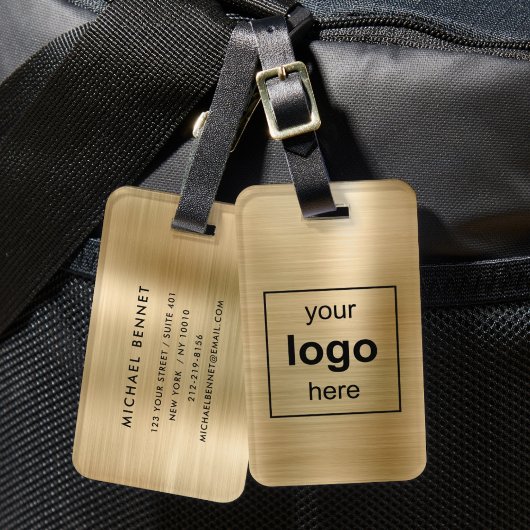 Op maat gemaakt logo gemonogrammeerd goud geborste bagagelabel
