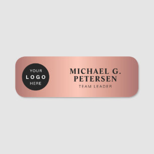 Op maat gemaakt logo medewerker naam titel roze go naamplaatje