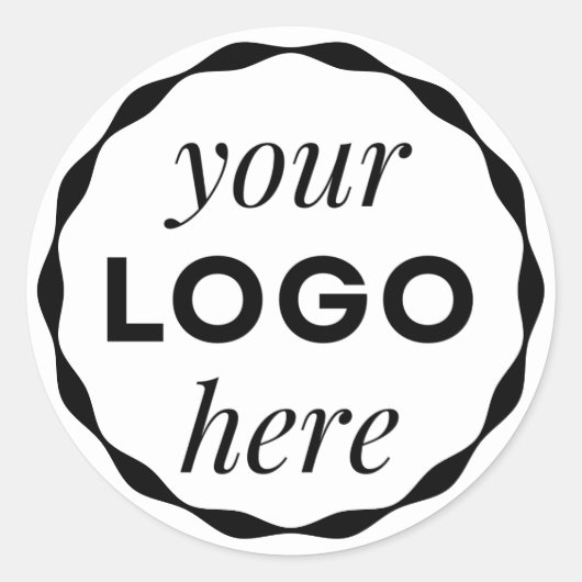 Op maat gemaakt logo Scalloped Circle Sticker (Voorkant)