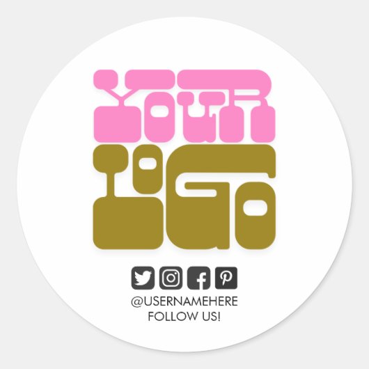 Op maat gemaakt logo sociale media ronde sticker – (Voorkant)