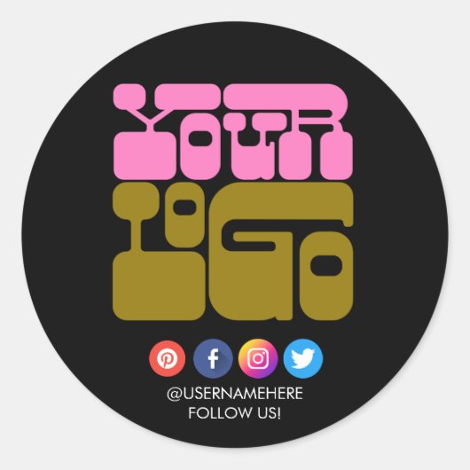 Op maat gemaakt logo sociale media ronde sticker – (Voorkant)