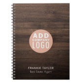 Op maat gemaakt logo vastgoedmakelaar houten uitst notitieboek (Voorkant)