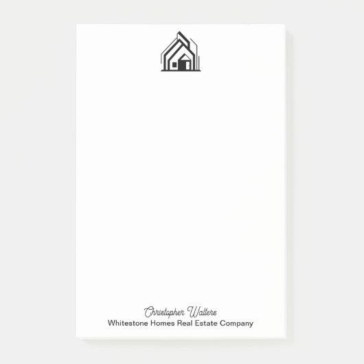 Op maat gemaakt logo voor makelaar van vastgoedbed post-it® notes (Voorkant)