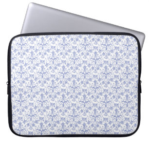 Op maat gemaakt Maerlantblauw op Witte Sierbloemmo Laptop Sleeve