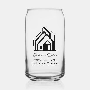 Op maat gemaakt makelaar logo voor vastgoedbedrijf blikvorm glas