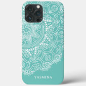Op maat gemaakt Mandala-kunstpatroon op licht teal Case-Mate iPhone Case (Achterkant)