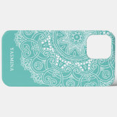 Op maat gemaakt Mandala-kunstpatroon op licht teal Case-Mate iPhone Case (Achterkant (horizontaal))