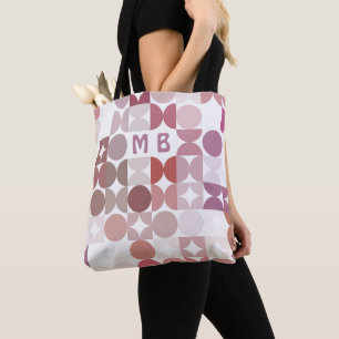 Op maat gemaakt mauve taupe blush roze retro kunst tote bag