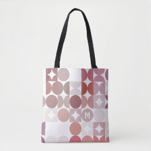 Op maat gemaakt mauve taupe blush roze retro kunst tote bag