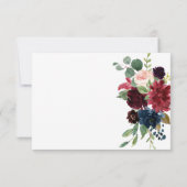 Op maat gemaakt Merlot Navy Bloemdetails Enclosure RSVP Kaartje (Achterkant)