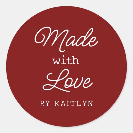 Op maat gemaakt met liefde ronde sticker (Voorkant)