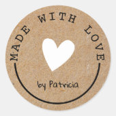 Op maat gemaakt met liefde wit hart kraft papier ronde sticker (Voorkant)