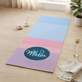 Op maat gemaakt met monogram gestreepte pastelroze yogamat