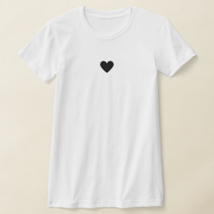 Op maat gemaakt modern eenvoudig zwart hart t-shirt