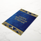 Op maat gemaakt modern houten navyblauw mannenverj folie uitnodiging (Gedraaid)